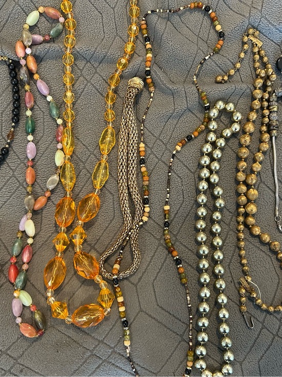 Private Label Jewelry - Gold-Tone and Amber Beaded Women's Necklace Lot